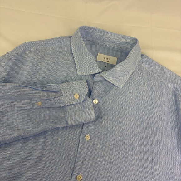 Rye 51 Other - Rye 51 Mens Button Down Shirt Blue Linen Feel Small Batch XL Costal Resort